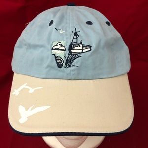 Polar Graphics USA Embroidered Baseball Hat with Lighthouse, Boat, & Birds